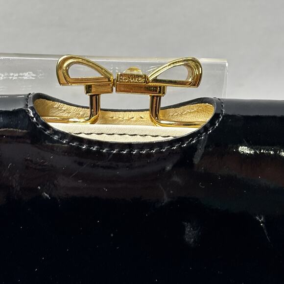 Black Patent Leather Ted Baker Wallet Crystal Bow Bobble - Picture 2 of 12